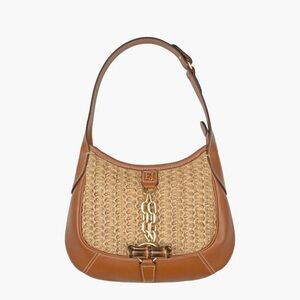 Eric Javits NWOT Lil Isle Convertible Raffia Straw and Leather Hobo Bag